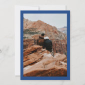 青モダン色アンパサンド5フォトグ結婚リッド 招待状 (裏面)