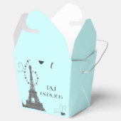 青モダン色エッフェルタワーヴィンテージパリ結婚ス フェイバーボックス (オープン)