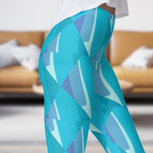 青モダン色フェード抽象芸術 レギンス