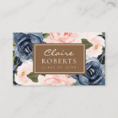 青モダン色フローラ卒業表 名刺 (正面)