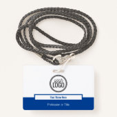 青モダン色ブロックプロフェッショナル名タグ バッジ (正面ランヤード)