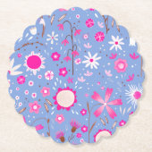 青モダン色生花植物学 ペーパーコースター (正面)