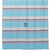 青モダン色白モザイクモノグラムの シャワーカーテン (正面)