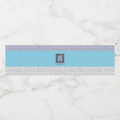 青モダン色白モザイクモノグラムの ペットボトルラベル (シングルラベル)