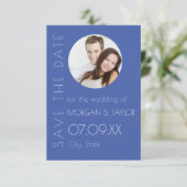 青モダン色調写真の保存日時 招待状 (スタンド正面)