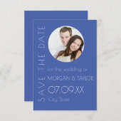 青モダン色調写真の保存日時 招待状 (正面/裏面)