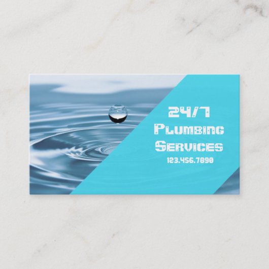 青モダン色配管配管配管用水滴 名刺 (正面)