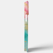 青モダン色金ゴールド水彩モノグラム Case-Mate iPhoneケース (裏面 / 右)