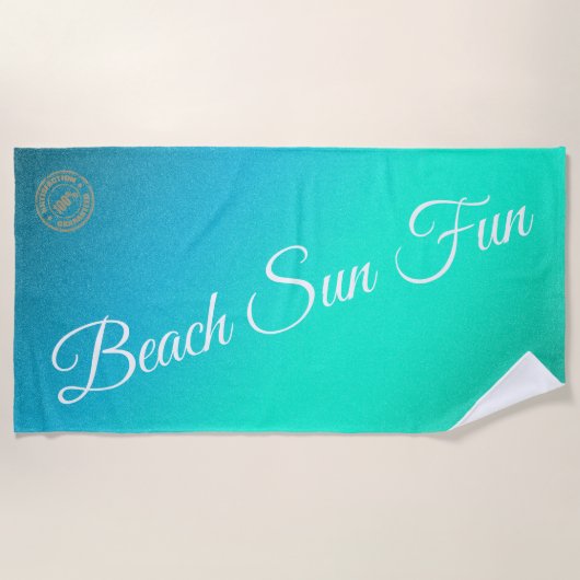 青モダン色 ビーチタオル (正面)