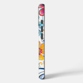 青モダン色、ピンク、黄色の花イラストレーション Case-Mate iPhoneケース (裏面 / 左)