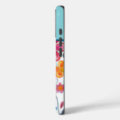 青モダン色、ピンク、黄色の花モノグラムの Case-Mate iPhoneケース (裏面 / 左)