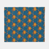 青モダン色 |感謝祭 |カボチャ フリースブランケット (正面(横))