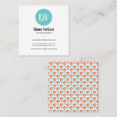 青モダン色・珊瑚色の名刺 スクエア名刺 (正面/裏面)