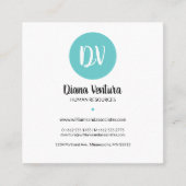 青モダン色・珊瑚色の名刺 スクエア名刺 (正面)