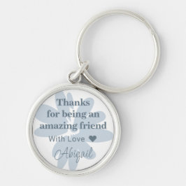 青モダン花ありがとうギフトキーチェーン キーホルダー