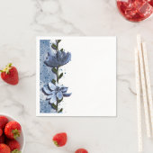 青モダン花フローラ水色結婚の スタンダードカクテルナプキン (インサイチュ)