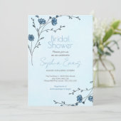 青モダン花ライトブルーブライダルシャワー 招待状 (スタンド正面)