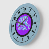 青モダン花大時計 ラージ壁時計 (傾斜)