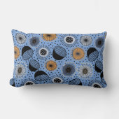 青モダン花柄装飾用クッション ランバークッション (正面)