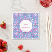 青モダン花柄 スタンダードカクテルナプキン (インサイチュ)