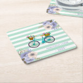 青モダン花自転車 スクエアペーパーコースター (アングル)