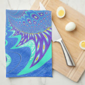 青モダン芸術 キッチンタオル (四つ折り)