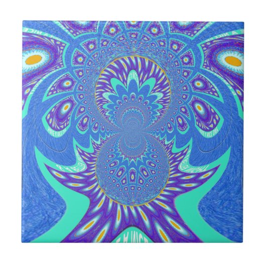 青モダン芸術 タイル (正面)