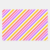 青モダン茶ストライプ赤紫色の黄色 ラッピングペーパーシート (正面3)