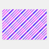 青モダン茶ストライプ赤紫色の黄色 ラッピングペーパーシート (正面3)