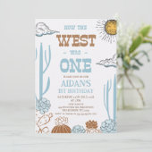 青モダン茶色どのように西は1つの誕生日 招待状 (スタンド正面)