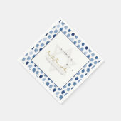 青モダン藍水彩網点バーバルミツワー スタンダードカクテルナプキン (角)