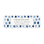 青モダン藍水色ドット住所 シール (正面)