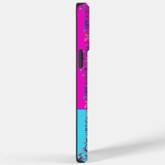 青モダン蝶スクロールiPhone 14 Pro MaxCase Case-Mate iPhoneケース (裏面 / 右)