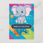青モダン象カラフルの赤ちゃんシャワー エンクロージャーカード (正面)
