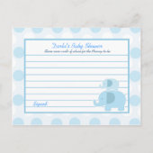 青モダン象ベビーシャワーアドバイスカード アドバイスカード (裏面)