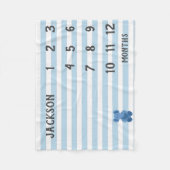 青モダン象ベビーマイルストーンブランケット フリースブランケット (正面)