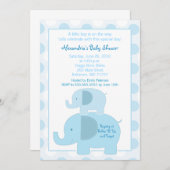 青モダン象5x7赤ちゃんシャワー招待状 招待状 (正面/裏面)