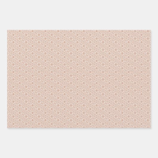 青モダン赤クリーム幾何星模様 ラッピングペーパーシート (正面2)