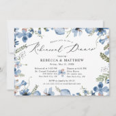 青モダン野の花のリハ結婚ーサルディナー 招待状 (正面)