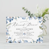 青モダン野の花のリハ結婚ーサルディナー 招待状 (スタンド正面)