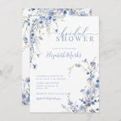 青モダン野草植物園ブライダルシャワー 招待状 (正面/裏面)