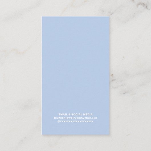 青モダン金ゴールドイヤリング表示ホルダーカード 名刺 (裏面)