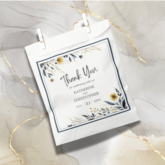 青モダン金ゴールドエレガント結婚フローラ フェイバーバッグ