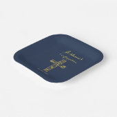 青モダン金ゴールドクロス名少年の確認 ペーパープレート (傾斜あり)