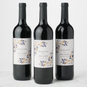 青モダン金ゴールドグパーソナライズされたリー結婚ズ ワインラベル (ボトル)