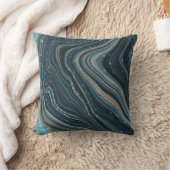 青モダン金ゴールドグリッター瑪瑙の水色 クッション (ブランケット)