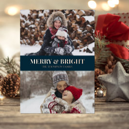 青モダン金ゴールドスクリプメリートBright Photo 箔シーズンカード