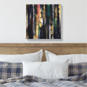 青モダン金ゴールドブラシストロークの抽象芸術絵画の キャンバスプリント (インサイチュ (寝室))