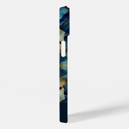 青モダン金ゴールドモザイクステンドガモノグラムのラス Case-Mate iPhoneケース (裏面 / 右)