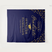 青モダン金ゴールド卒業の背景 タペストリー (正面(横))